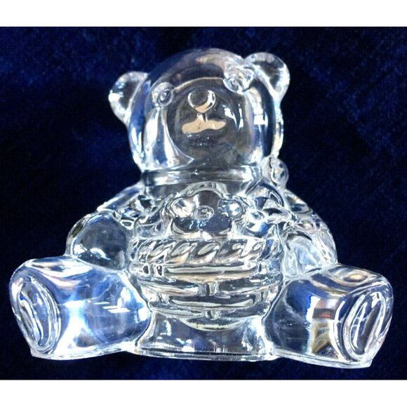 VTG Cristal D’Arques Teddy Mini Figurine Holding Flowers 24% Lead Sticker France - Picture 2 of 16